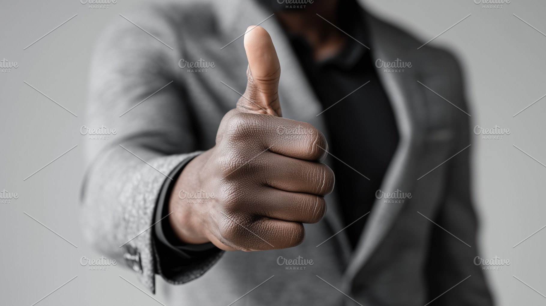 Businessman in a suit show thumbs up, a Business Photo by MistyDay