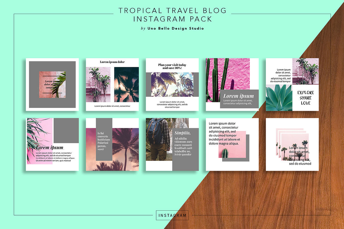 40 Tropical Theme Instagram Pack, a Social Media Template by Uno Bello Design Studio (Photo 4 of 5)
