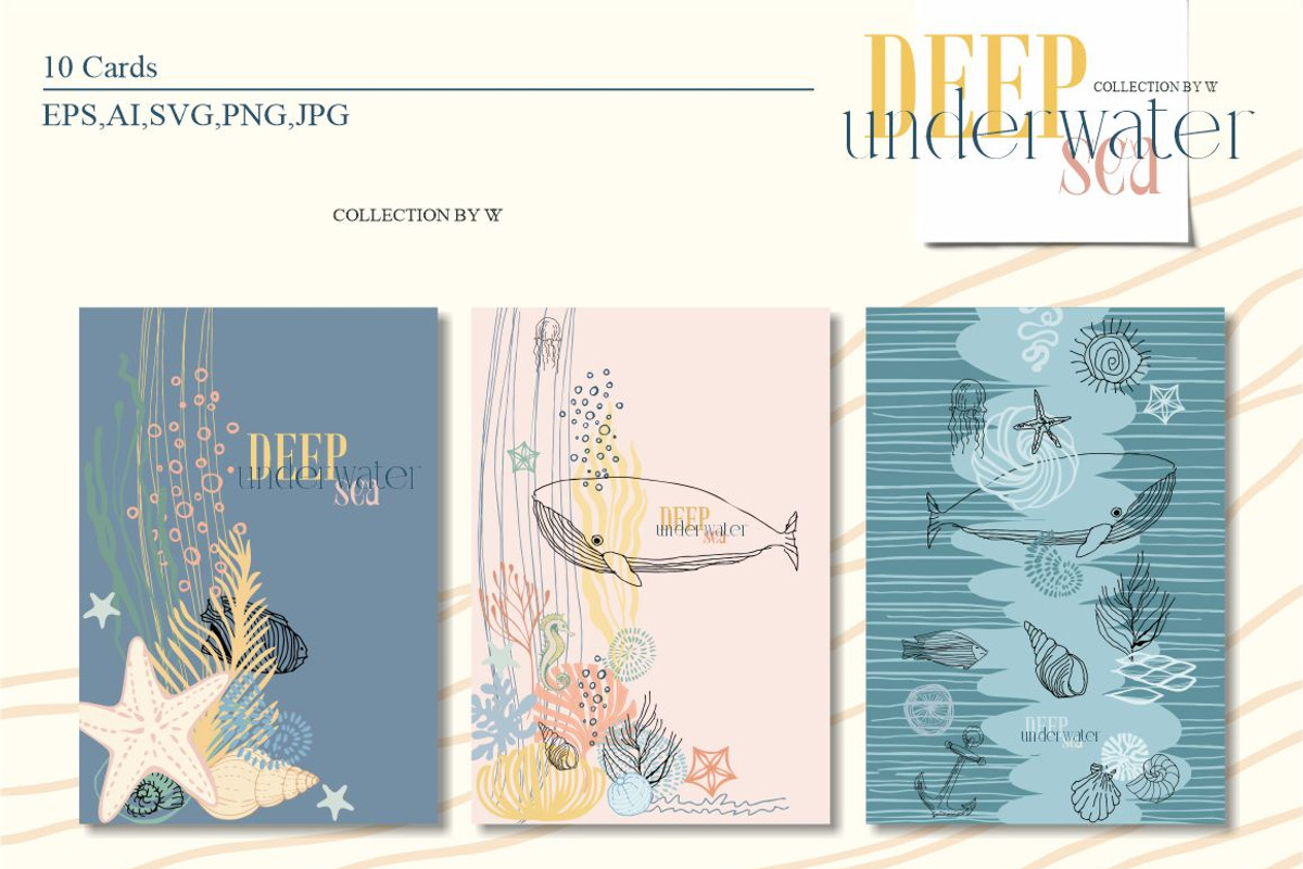 Deep underwater sea, an Animal Illustration by Collection by VY (Photo 11 of 14)
