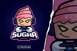 Sugar Gaming Cake Mascot Logo, a Branding & Logo Template by tkzgraphic