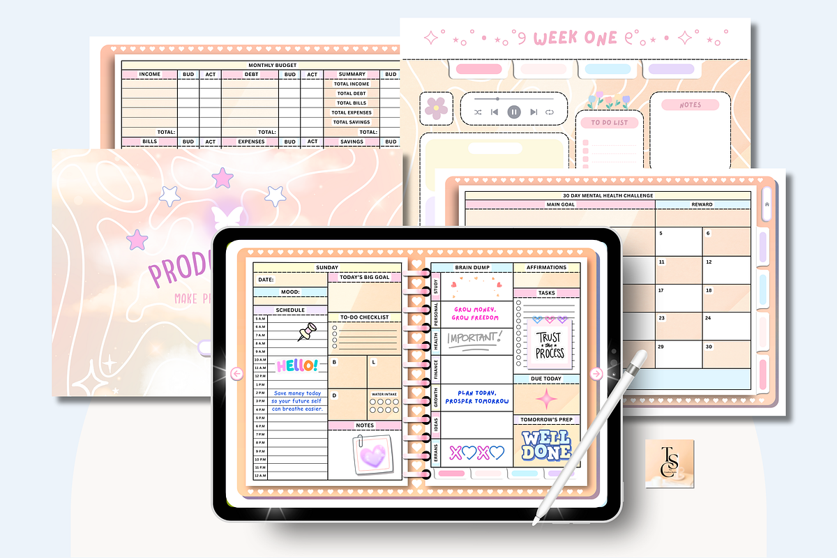 Yellow Pastel Digital Planner, a Stationery Template by Tas Creative Studio (Photo 9 of 9)