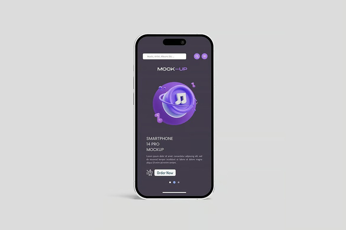 Smartphone 14 Pro Mockup, an iPhone Mockup by Se٧enStudio (Photo 2 of 7)