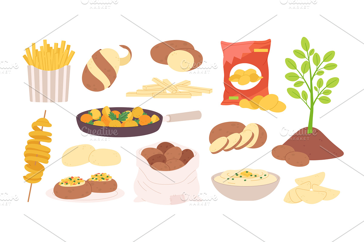 Cartoon potato raw. Potatoes, a Graphic by LadadikArt