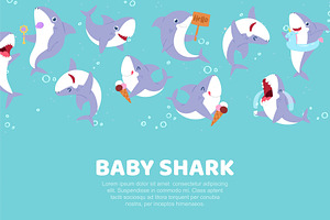 Inscription baby shark, cute banner