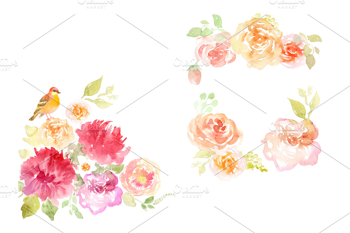 Watercolor Floral Clip Art, an Illustration by Anna Guz's Store (Photo 3 of 9)
