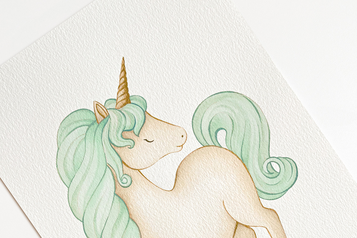 Watercolor Magic Rainbow Unicorn Set, a Decorative Illustration by Carol Lozove (Photo 33 of 74)