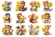 Cute Animals with Daffodils Flowers, an Illustration by Dream Creation (Thumbnail 3 of 4)