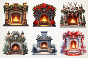 Cozy Fireplace Christmas Clipart, an Illustration by RobertsArt (Thumbnail 5 of 7)
