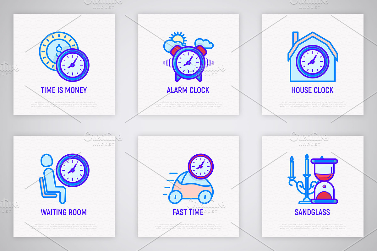 Time | 16 Thin Line Icons Set, an Outline Icon by Alex Blogoodf (Photo 6 of 11)