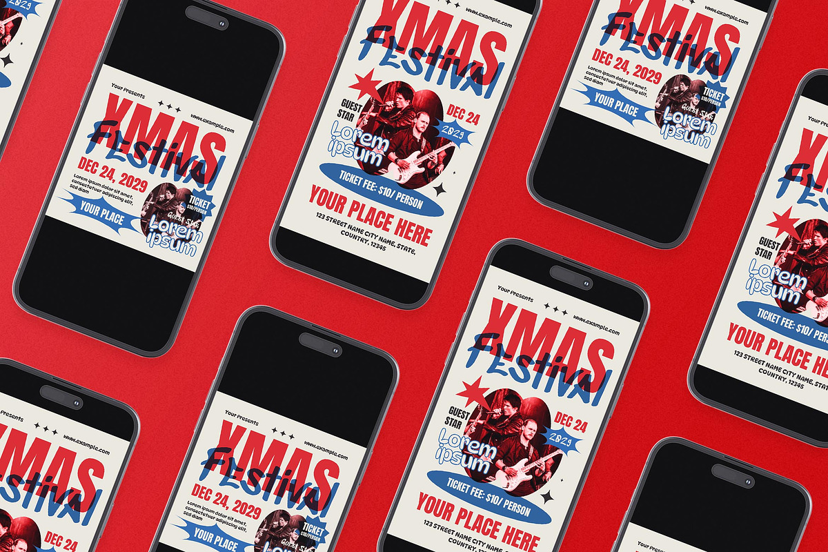 Red Xmas Festival Flyer Set, a Flyer Template by Aiyari Graphic (Photo 2 of 3)