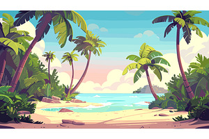Palm Grove on a Tropical Island Game, an Illustration by LadadikArt