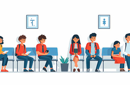 People waiting for a job interview. Vector illustration in flat, a Photo by AS photostudio