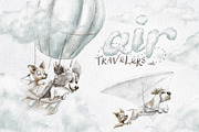 Air travelers. Hot air, hang glider, an Animal Illustration by MeadowFox (Thumbnail 1 of 10)
