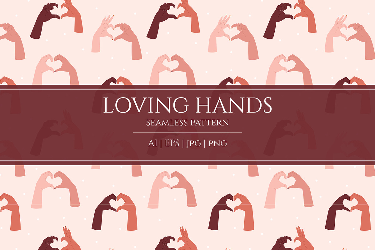 Love Hands Seamless Vector Pattern, a Pattern Graphic by EeKayStore (Photo 1 of 2)