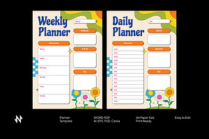 Retro Floral Daily Weekly Planner