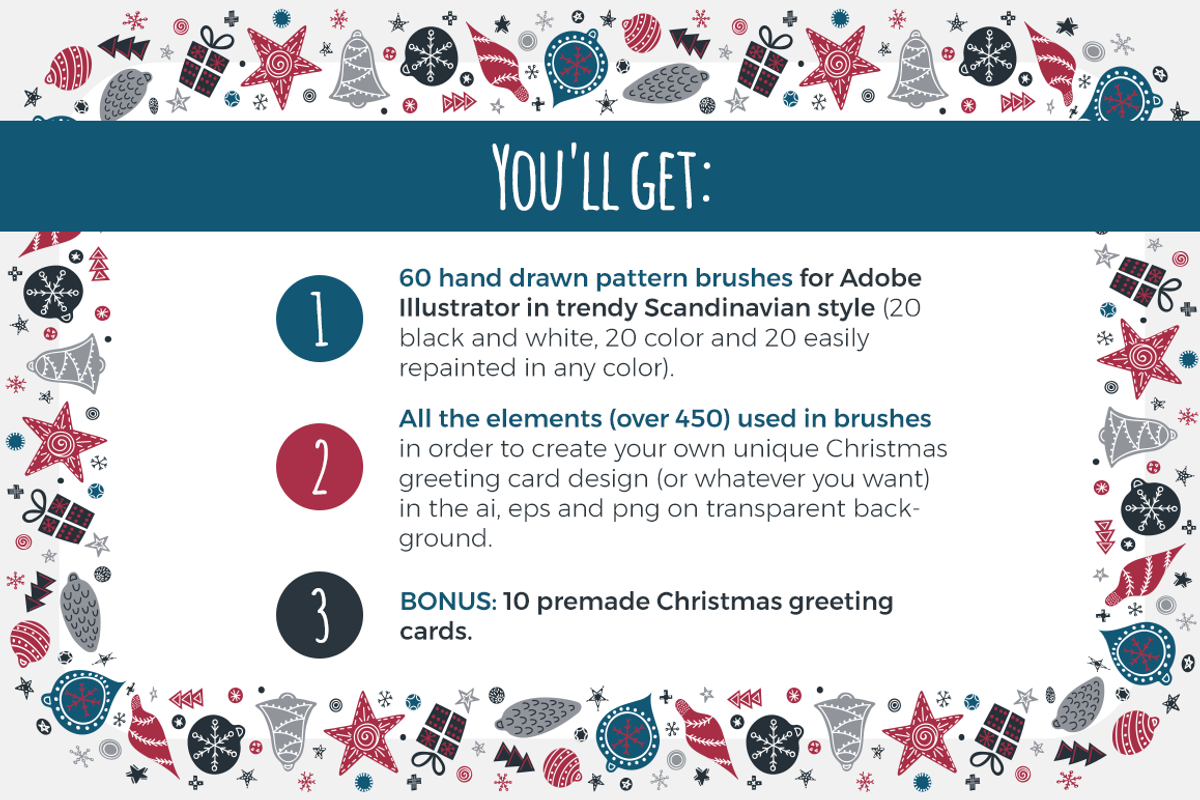 Scandinavian Christmas brushes preview 2
