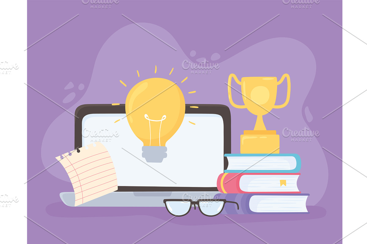education laptop and books, an Education Illustration by studiogstock