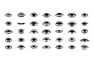 Eye outline icons. eye open closed, an Object Illustration by Stock-Smart-Start