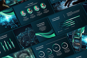 Futuristic Green Powerpoint Template, a Presentation Template by SKY CREATION