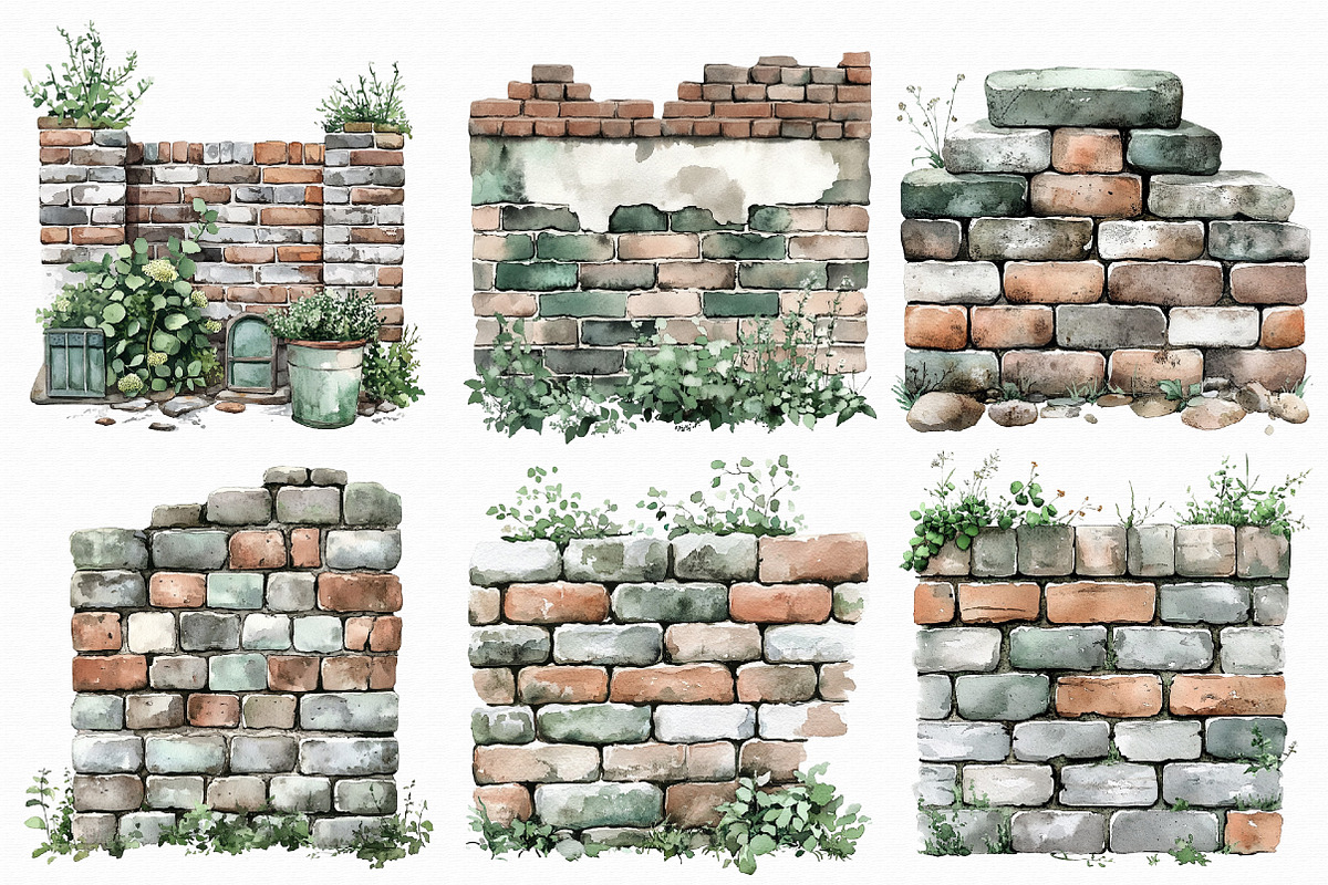 Brick Wall Borders Clipart, an Illustration by Libby Wishes (Photo 2 of 5)