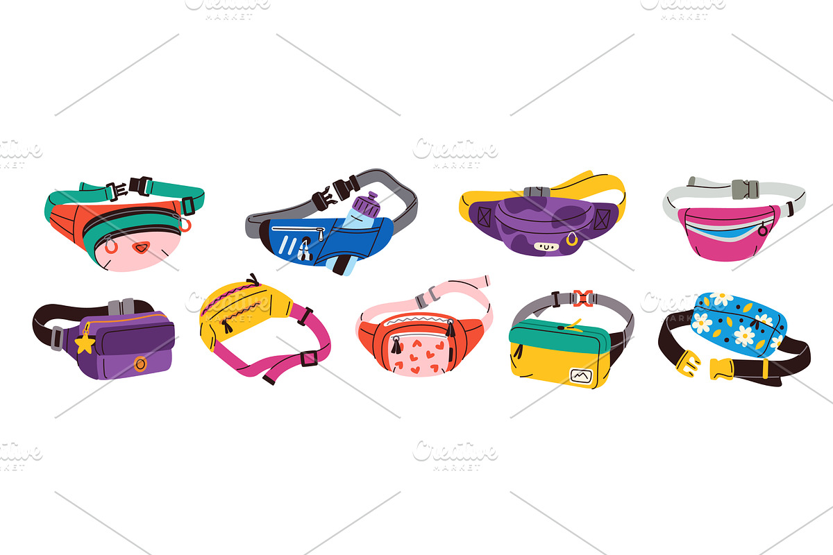 Waist bags. Trendy colorful, an Object Illustration by YummyBuum