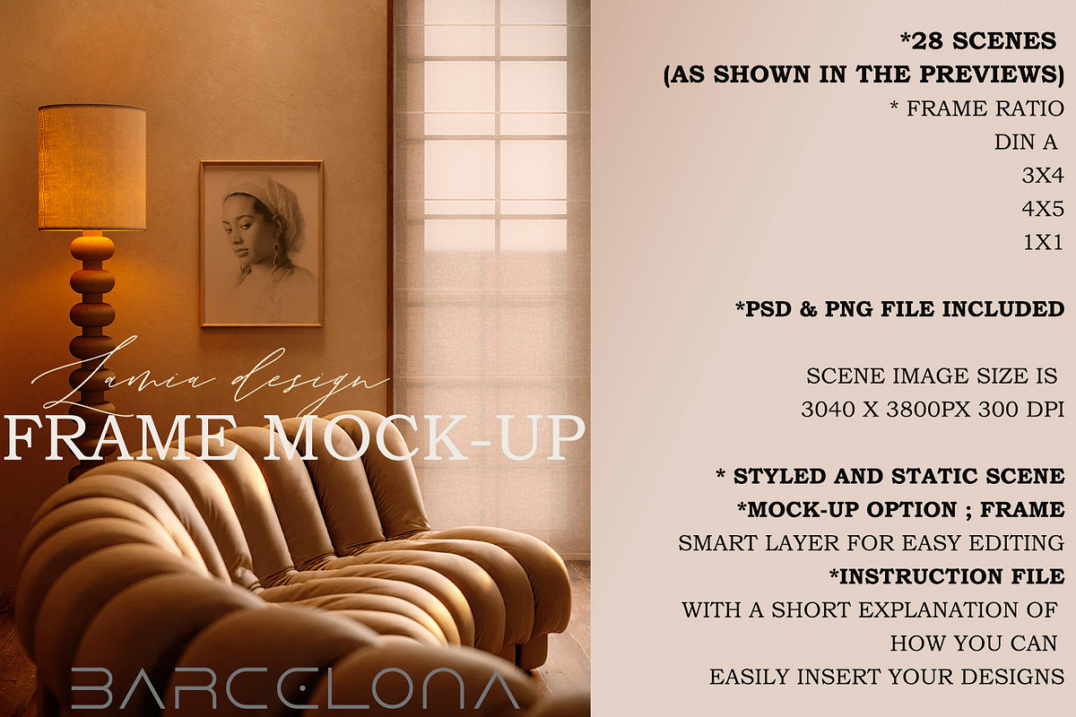 BARCELONA Room Natural FRAME MOCKUP, a Household Mockup by LAMIA DESIGN (Photo 22 of 22)
