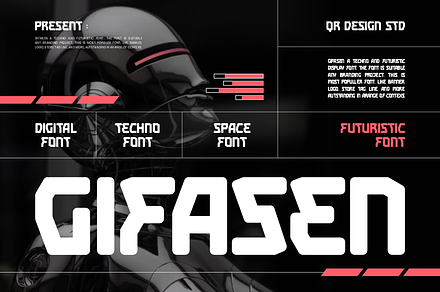 Gifasen - Techno Font, a Sans Serif Font by QR Design Studio