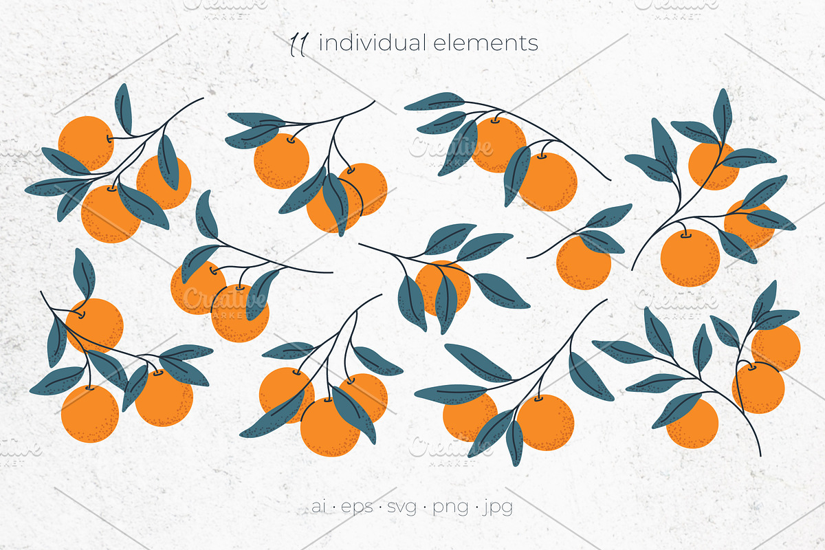 Orange Cliparts, Frames & Patterns, a Decorative Illustration by Panna Limon Store (Photo 3 of 11)