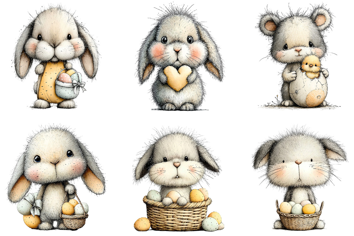 Whimsical Bunny Easter Clipart, an Illustration by Sublimation Artist (Photo 5 of 7)