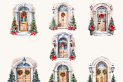 Watercolor Christmas Door Clipart, an Object Illustration by BusyDaydesign (Thumbnail 4 of 7)