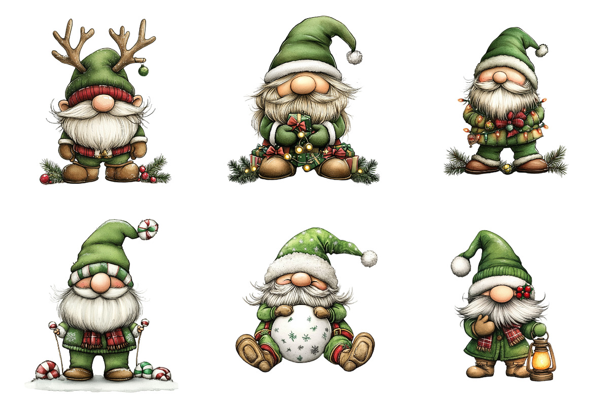 Whimsical Christmas Gnome Clipart, a Graphic by CitraGraphics (Photo 4 of 4)