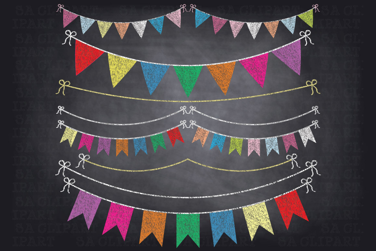 Chalkboard Bunting Banner Clipart, an Illustration by SA ClipArt (Photo 1 of 2)