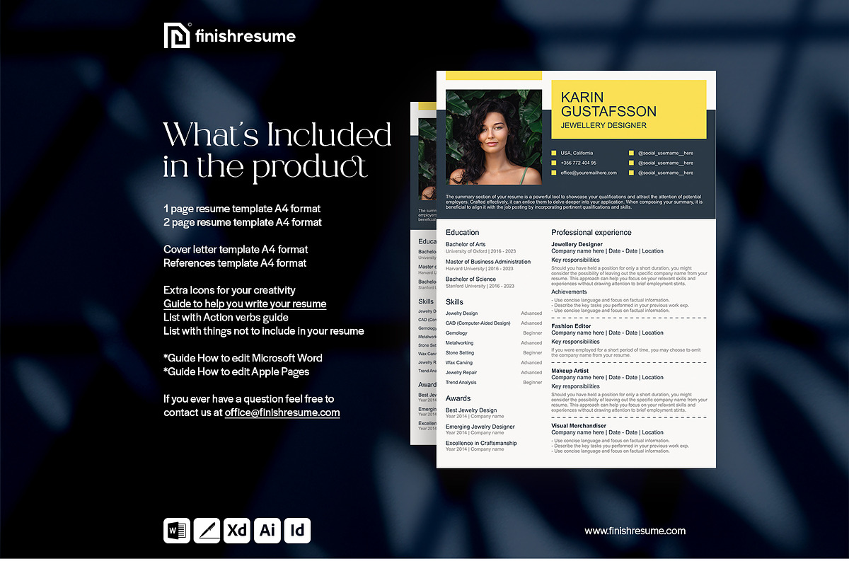 Jewellery designer resume template, a Resume Template by FinishResume (Photo 5 of 11)