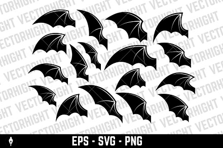 Set of bat wings. Dragon wings., an Animal Illustration by Vectorhight