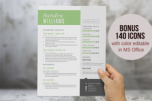 Green 2 In 1 Word Modern Resume Pack