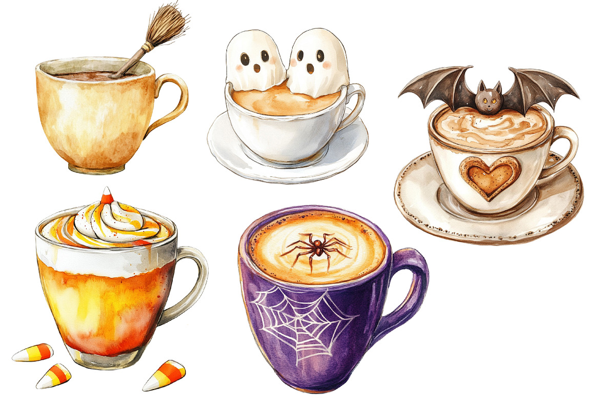 Halloween Coffee Latte Clipart, an Illustration by Dream Creation (Photo 7 of 7)