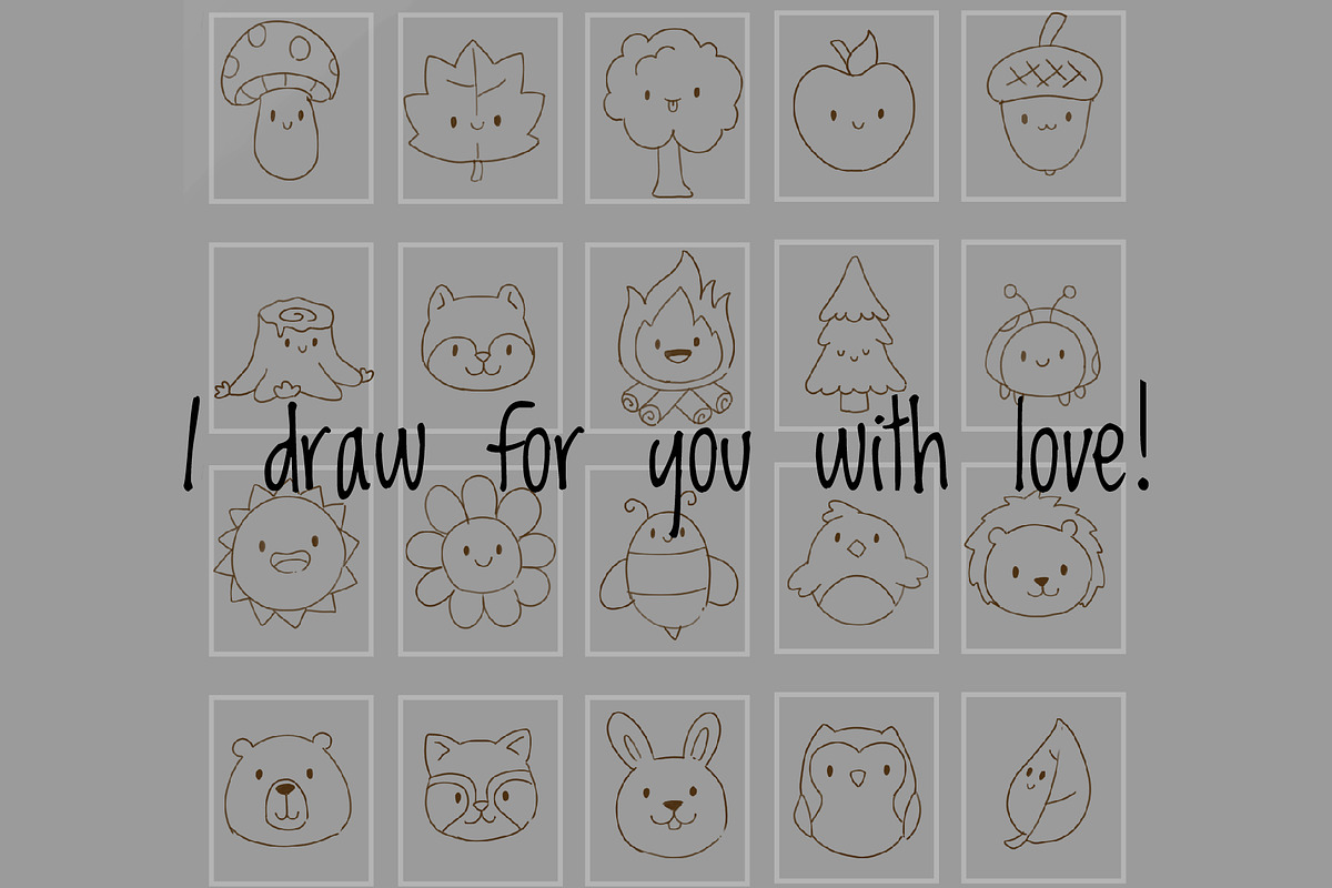 Cute Forest Characters Outline, a Seasonal Illustration by Palau (Photo 9 of 12)