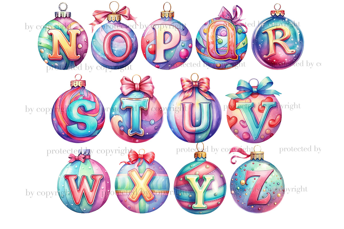 Pastel Christmas Alphabet | Xmas, a Decorative Illustration by GlamArtZhanna (Photo 3 of 5)