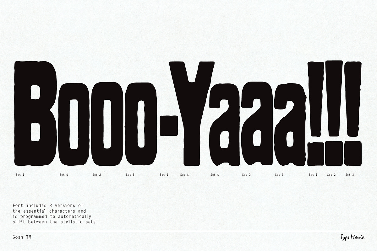 Gosh TM – Soulful Dynamic Typeface, a Sans Serif Font by Type Mania (Photo 4 of 11)