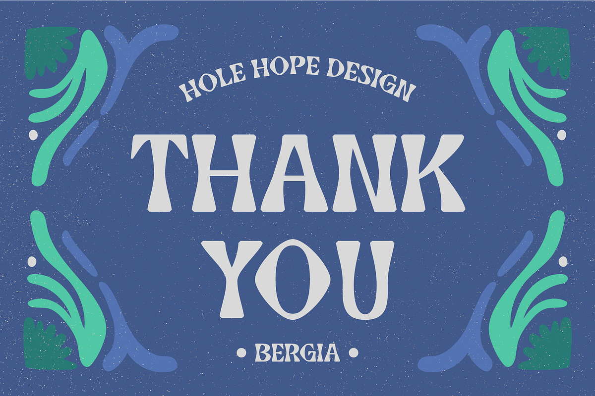 Bergia – Decorative Sans Serif Font, a Sans Serif Font by Hole Hope Design (Photo 8 of 8)