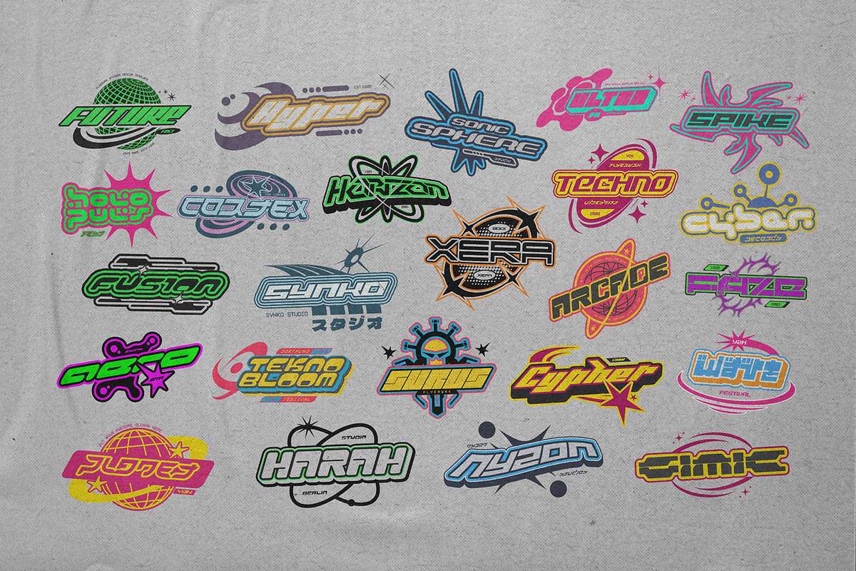 Y2K Logotype Bundle, a Branding & Logo Template by FLYERWRK (Photo 6 of 8)