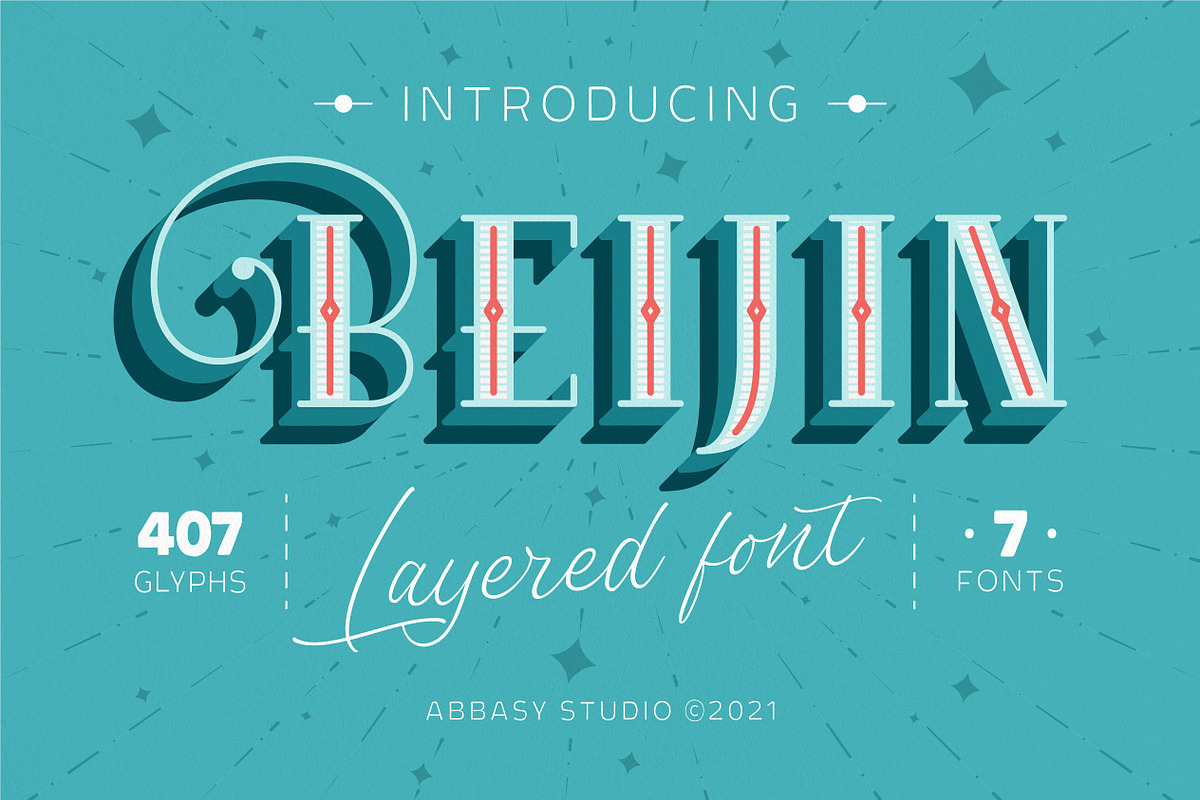 Beijin Layered Font, a Serif Font by Abbasy Studio (Photo 1 of 9)