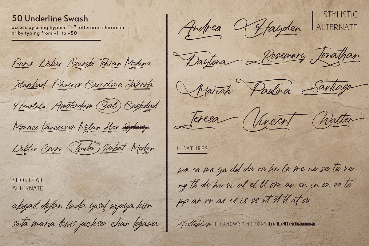 Aesthebloom Signature Script Font, a Handwritten Font by Letterhanna Studio (Photo 10 of 12)