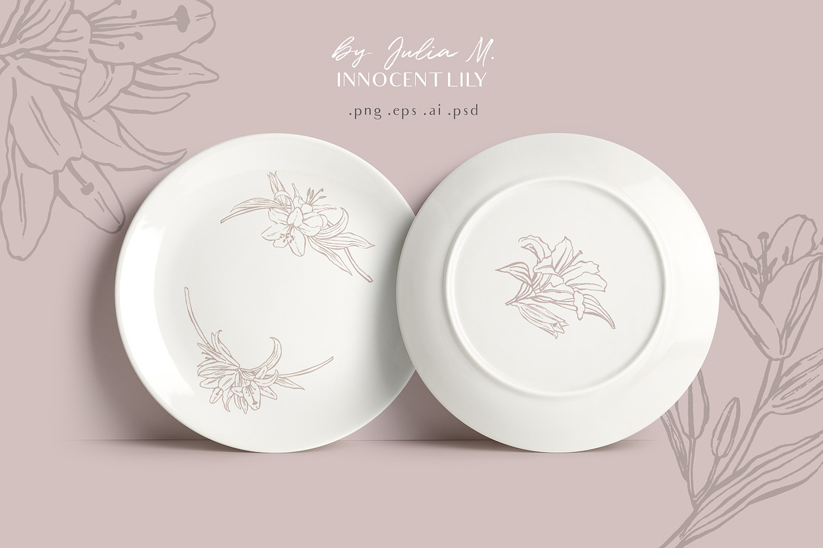Innocent Lily - Floral Line Art, an Illustration by Julia M. Watercolor (Photo 8 of 11)