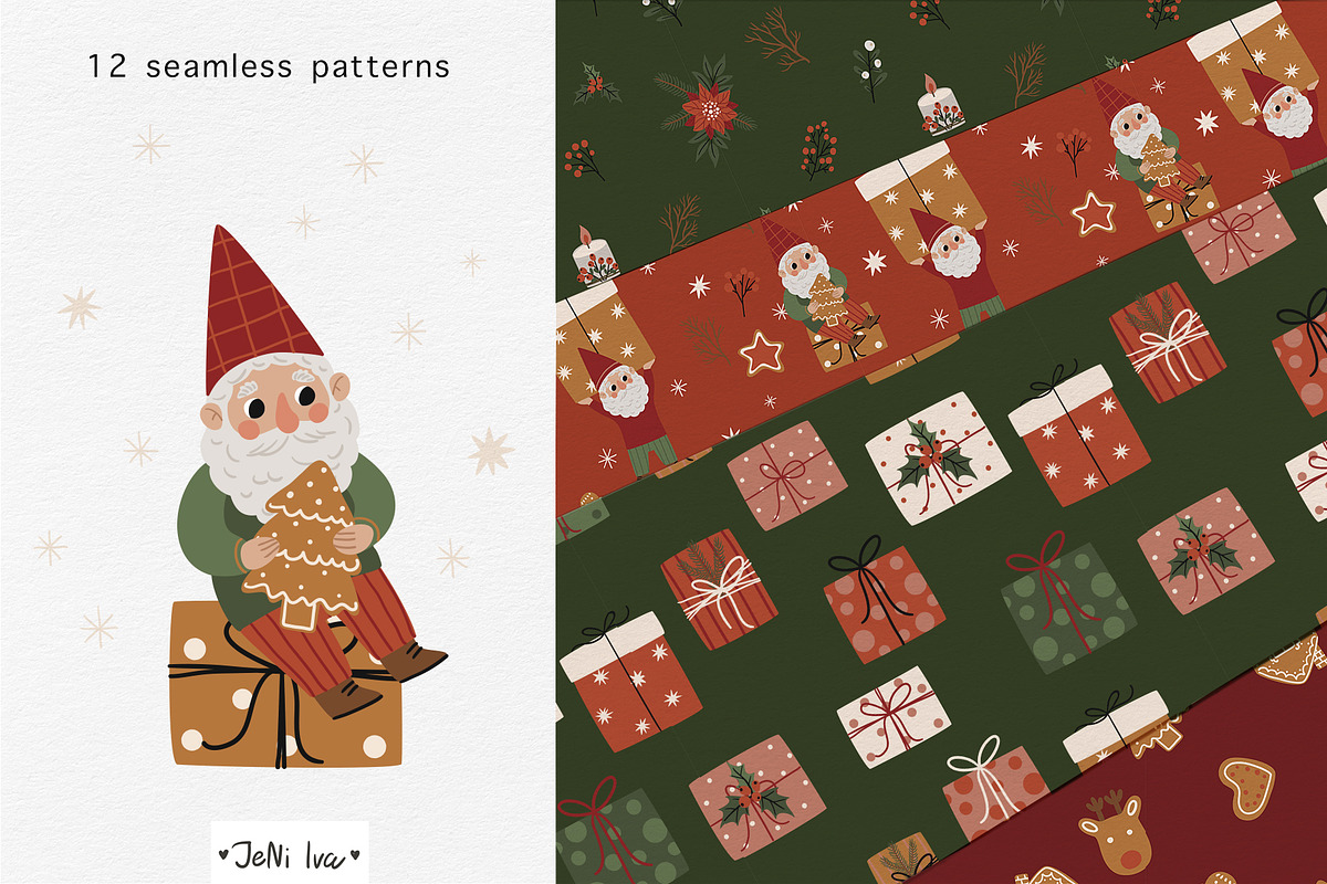 Christmas Gnomes & Holiday Clipart, a Decorative Illustration by Jenny Quince (Photo 7 of 11)