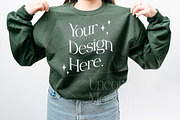 Forest Green Gildan 18000 Mockup x3, a Hoody Mockup by Uncommon Mockups (Thumbnail 5 of 6)