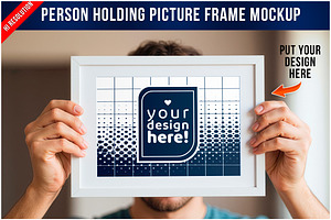 Person Holding Picture Frame PSD, a Product Mockup by Bruno's Shop