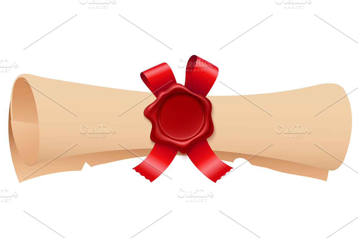 Rolled up paper scroll or diploma of, an Illustration by Vectorbuum