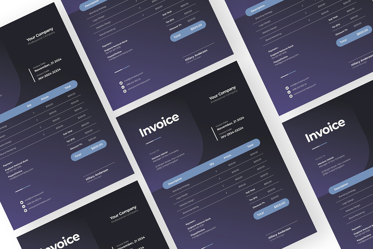 Purple-Gradient invoice, a Resume Template by Izdihaar_Studio (Photo 4 of 4)