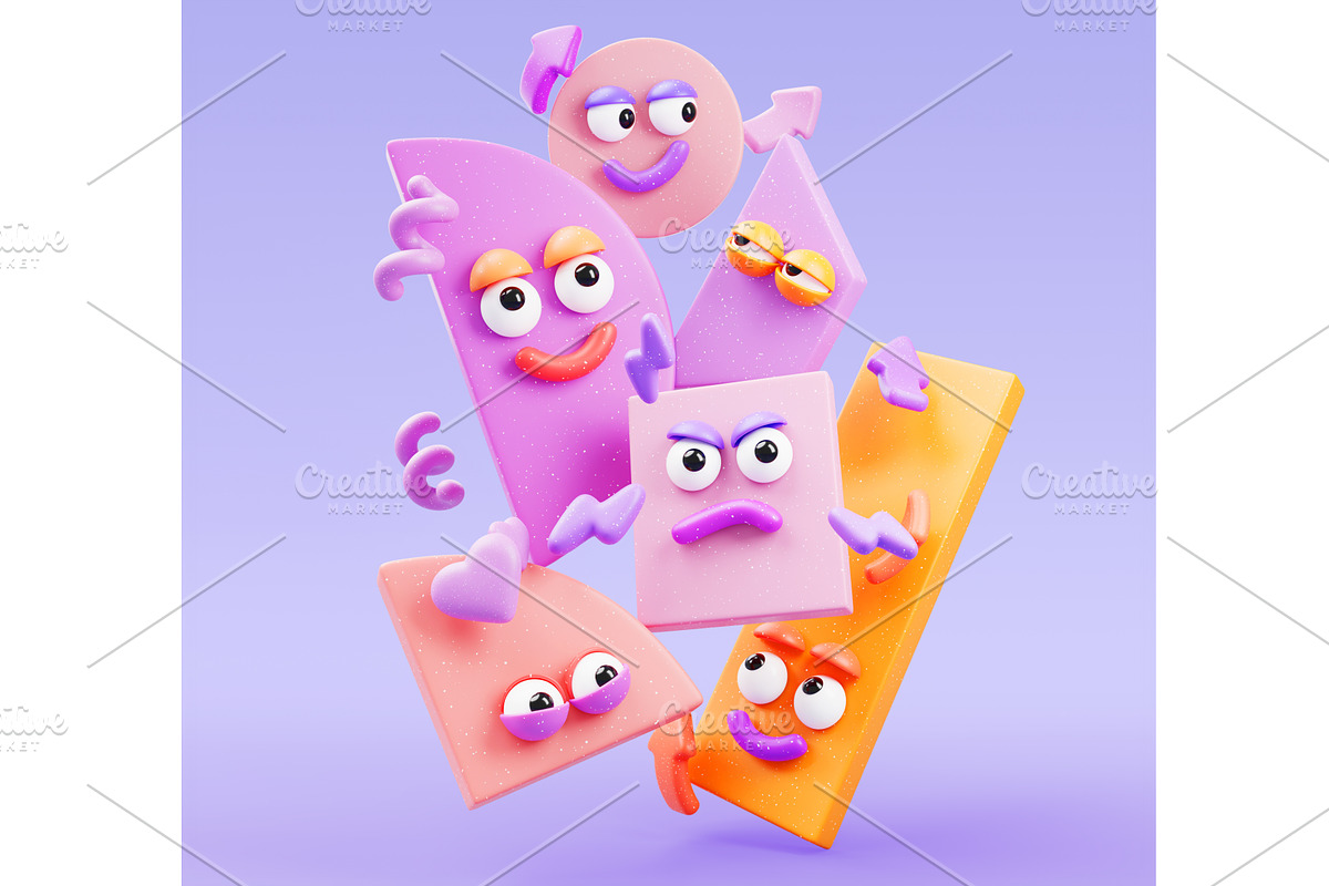 Geometric 3D shapes characters, a Characters & Person 3D Model by Marozhkastudio
